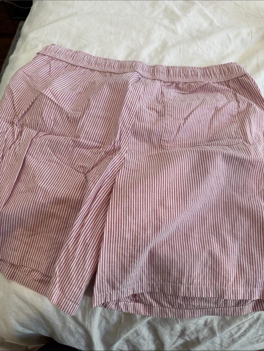 J Crew Oxford Pink and White Striped Drawstring Bermudas